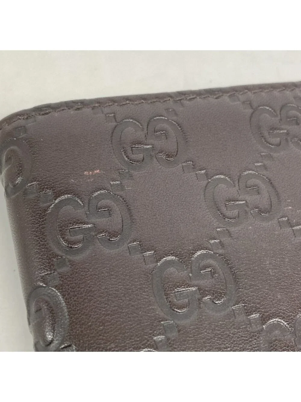 Gucci Billfold Guccissima Interlocking G Leather Brown Champagne Gold Wallet
